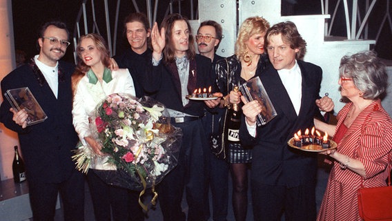 Atlantis sind die Sieger der deutschen Vorentscheidung zum Grand Prix d'Eurovision 1991 geworden. © picture-alliance / ZB 