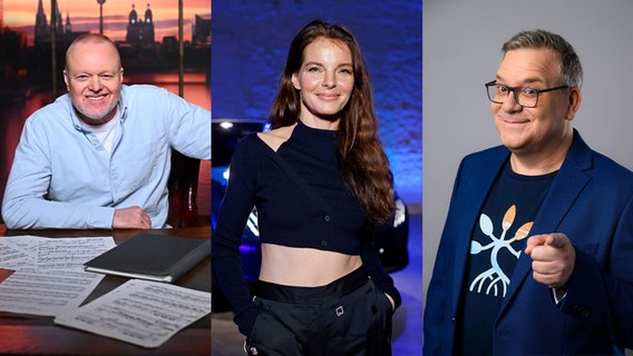 Stefan Raab, Yvonne Catterfeld und Elton sind die Jury beim deutschen ESC-Vorentscheid. © Raab Entertainment Foto: Julia Feldhagen