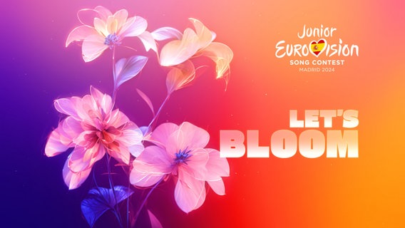 Das Logo des Junior ESC 2024 mit dem Motto "Let's Bloom". © EBU/RTVE Foto: EBU/RTVE